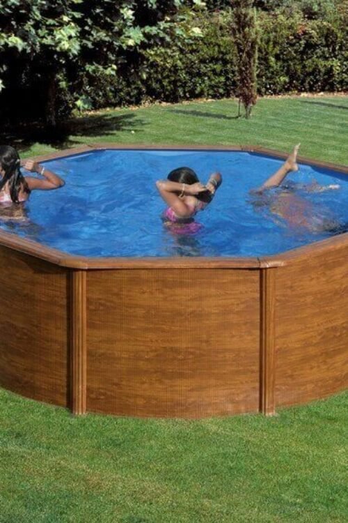 Piscina desmontable Gre Sicilia circular imitación madera