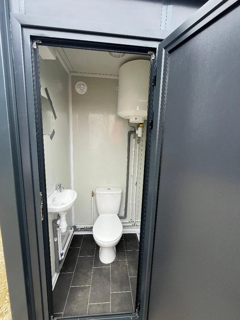 Contenedor sanitario WC + Lavabo + Ducha conectable Gris - Imagen 3